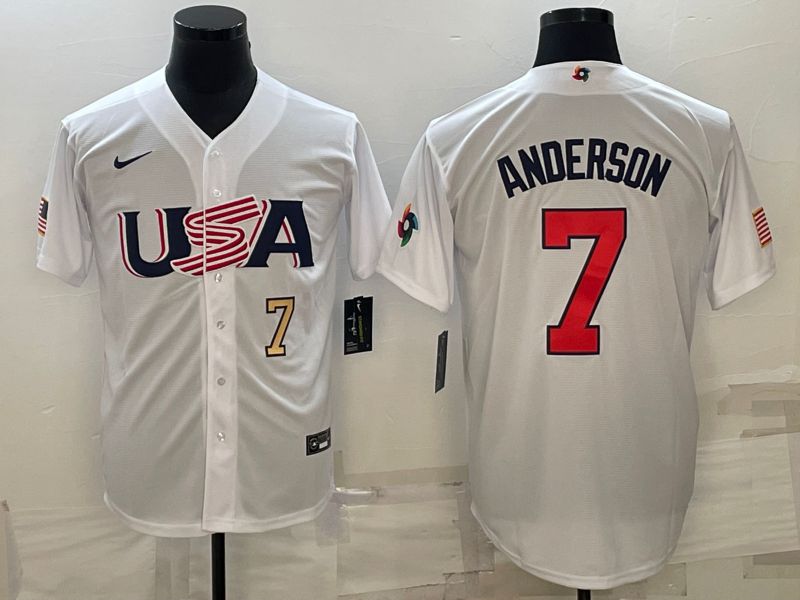 Men 2023 World Cub USA #7 Anderson White Nike MLB Jersey3->more jerseys->MLB Jersey